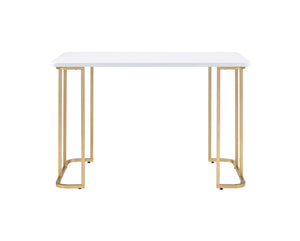 Homeroots 48" White And Gold Writing Desk   491483