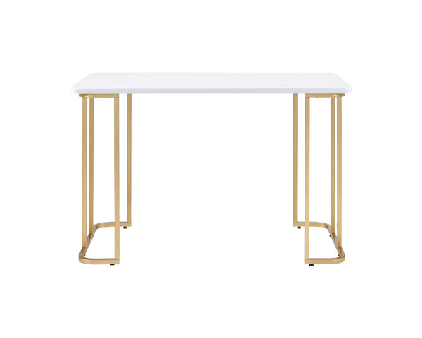 Homeroots 48" White And Gold Writing Desk   491483