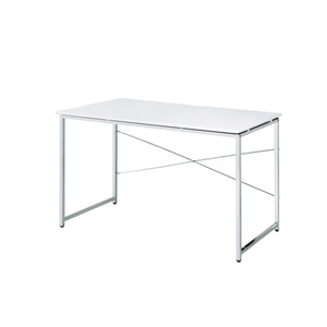 Homeroots 47" White And Silver Writing Desk   491488