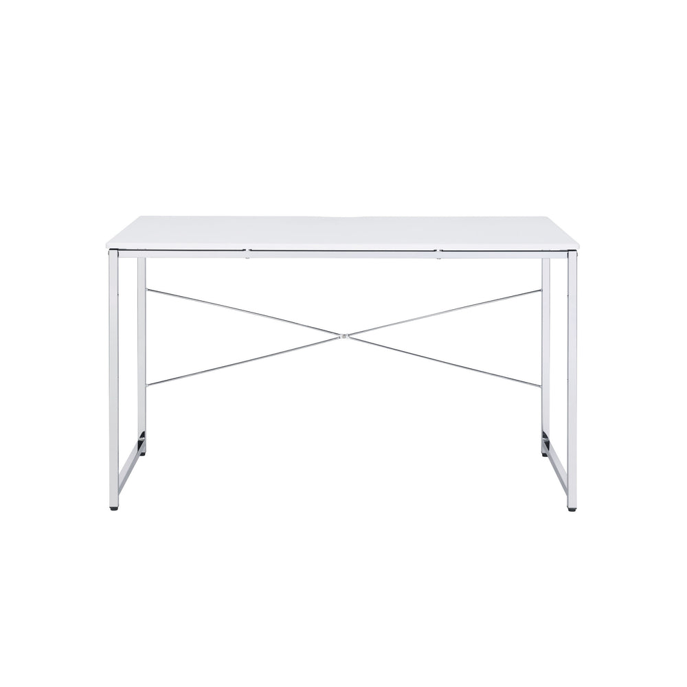 Homeroots 47" White And Silver Writing Desk   491488
