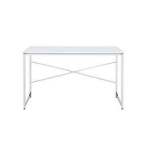 Homeroots 47" White And Silver Writing Desk   491488