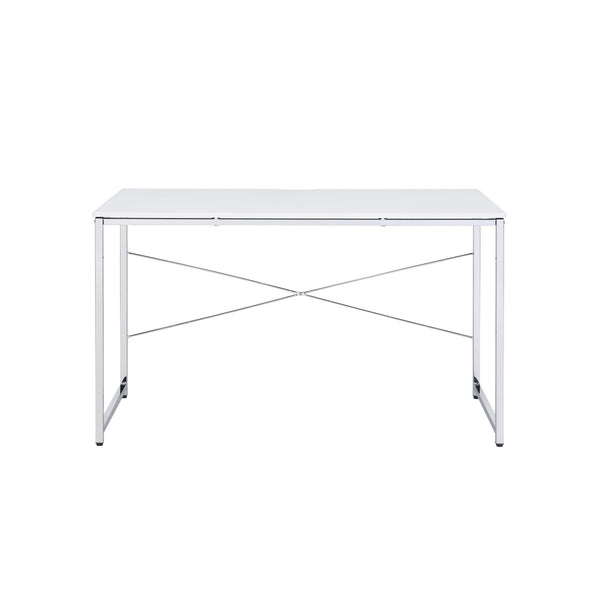 Homeroots 47" White And Silver Writing Desk   491488