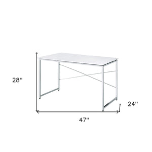 Homeroots 47" White And Silver Writing Desk   491488