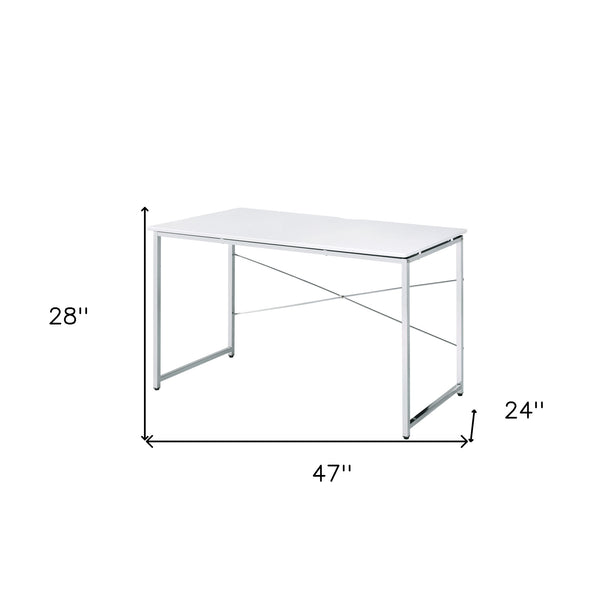 Homeroots 47" White And Silver Writing Desk   491488