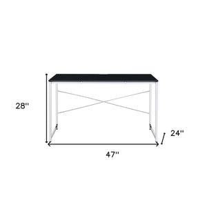 Homeroots 47" Black And Silver Writing Desk   491489