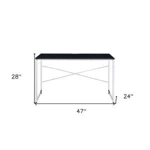Homeroots 47" Black And Silver Writing Desk   491496