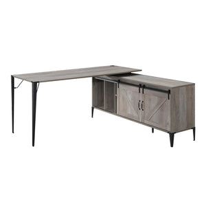 Homeroots 65" Gray And Black L Shape Writing Desk   491497