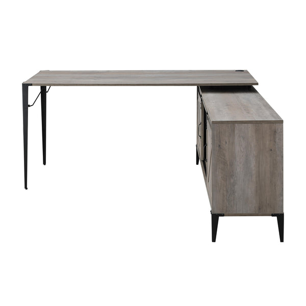 Homeroots 65" Gray And Black L Shape Writing Desk   491497