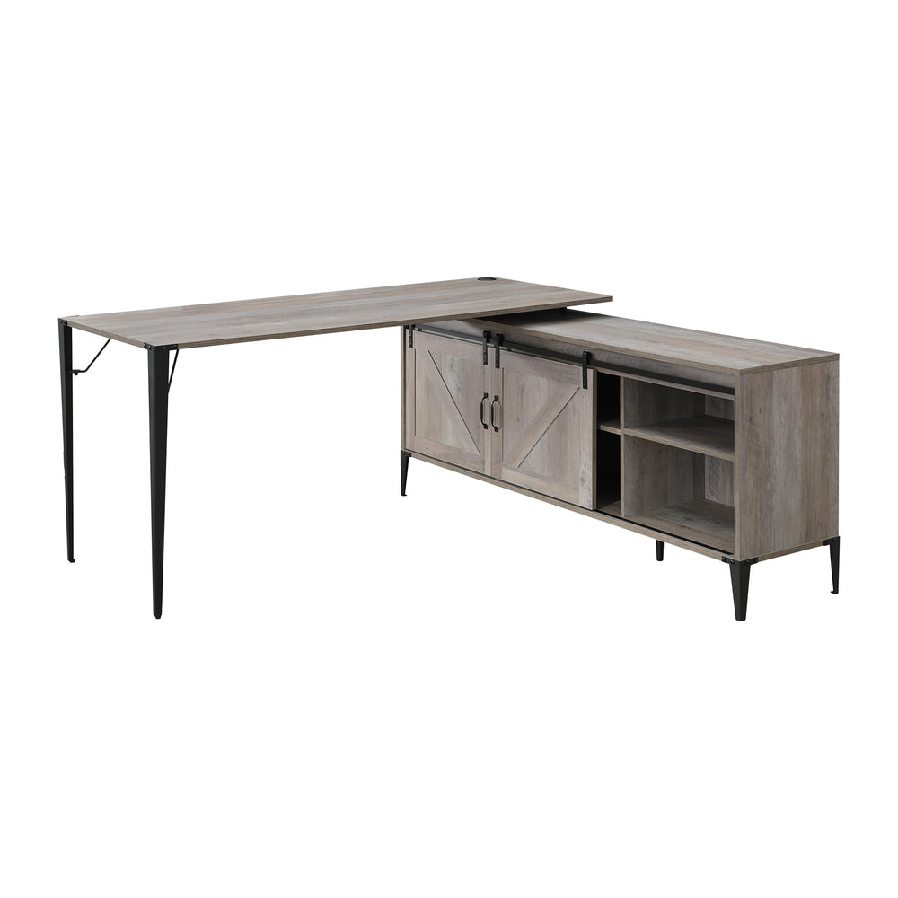 Homeroots 65" Gray And Black L Shape Writing Desk   491497