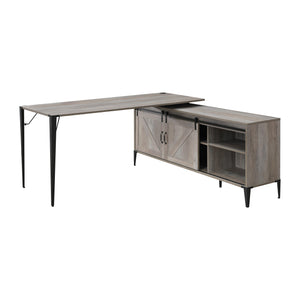 Homeroots 65" Gray And Black L Shape Writing Desk   491497