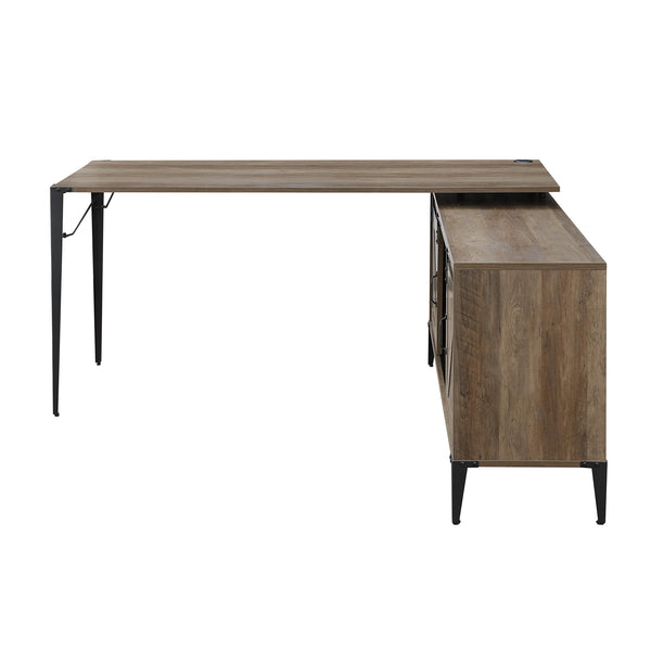 Homeroots 65" Brown And Black L Shape Writing Desk   491498