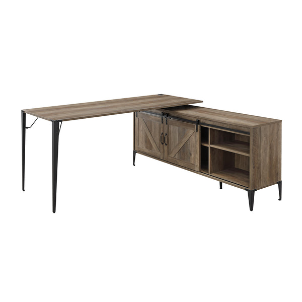Homeroots 65" Brown And Black L Shape Writing Desk   491498