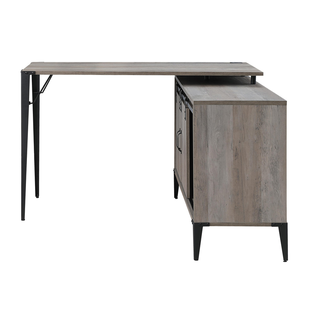 Homeroots 48" Gray And Black L Shape Writing Desk   491499