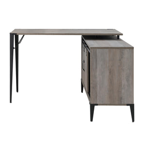 Homeroots 48" Gray And Black L Shape Writing Desk   491499