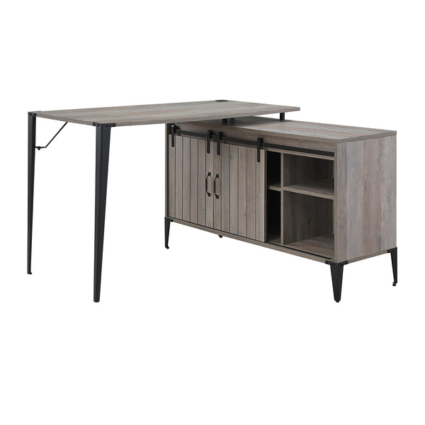 Homeroots 48" Gray And Black L Shape Writing Desk   491499