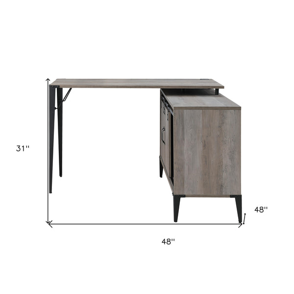 Homeroots 48" Gray And Black L Shape Writing Desk   491499