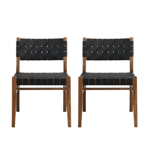 English Elm Christopher Knight Home® - DINING Modern Industrial PU Leather Dining Chair Set of 2 with Rubberwood Frame, Nailhead Trim, Durable Black 74688.00BLK