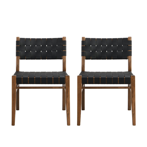 English Elm Christopher Knight Home® - DINING Modern Industrial PU Leather Dining Chair Set of 2 with Rubberwood Frame, Nailhead Trim, Durable Black 74688.00BLK