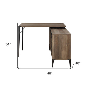 Homeroots 48" Brown And Black L Shape Writing Desk   491500