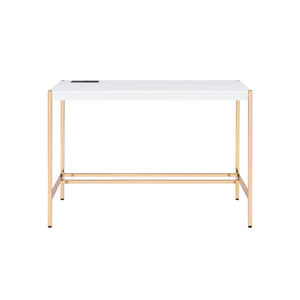 Homeroots 42" White And Gold Writing Desk   491504