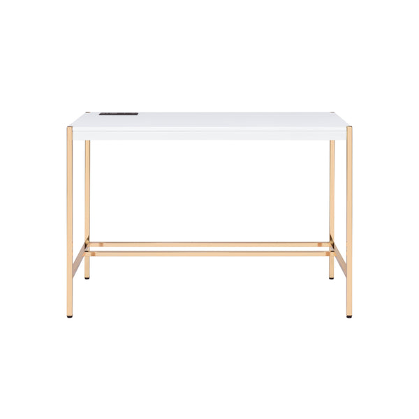 Homeroots 42" White And Gold Writing Desk   491504