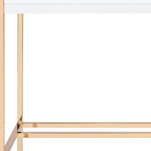 Homeroots 42" White And Gold Writing Desk   491504