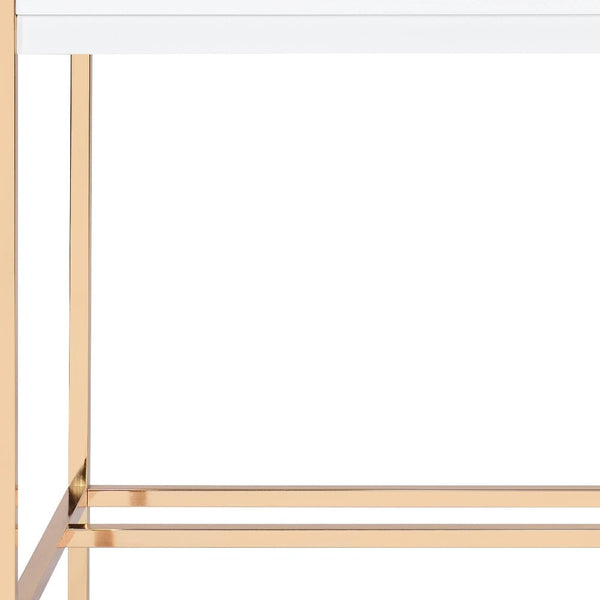 Homeroots 42" White And Gold Writing Desk   491504