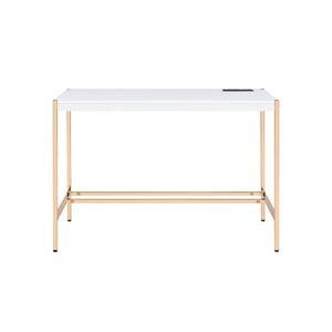 Homeroots 42" White And Gold Writing Desk   491504