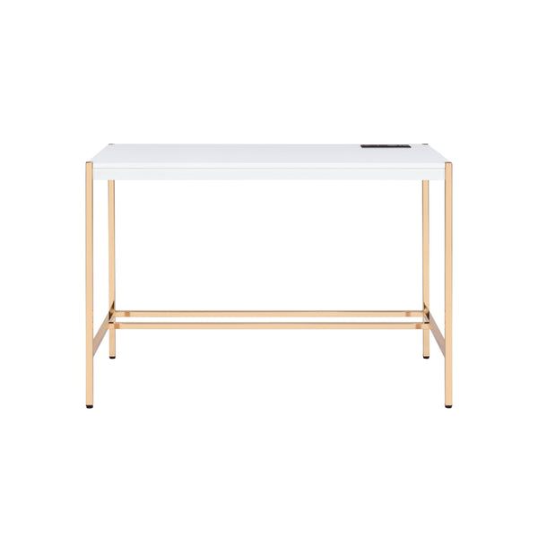 Homeroots 42" White And Gold Writing Desk   491504