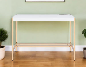Homeroots 42" White And Gold Writing Desk   491504