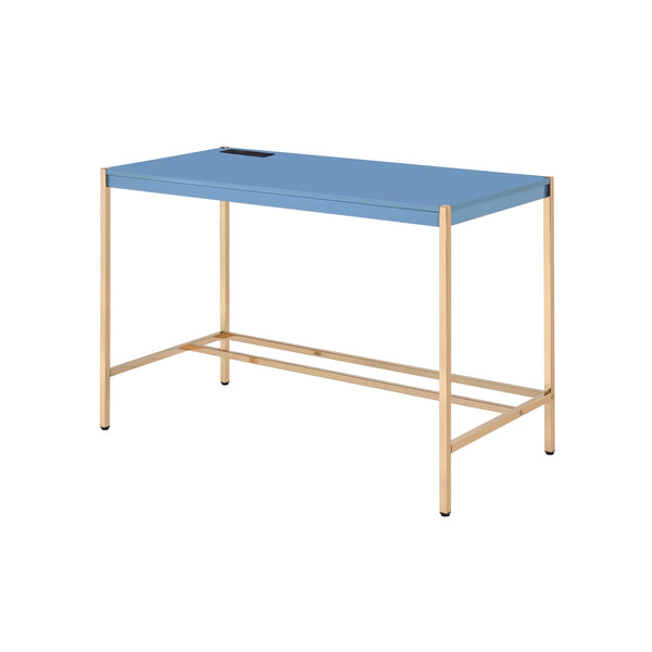 Homeroots 42" Navy Blue And Gold Writing Desk   491506