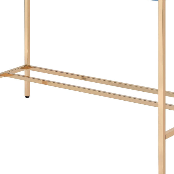 Homeroots 42" Navy Blue And Gold Writing Desk   491506