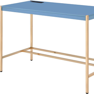 Homeroots 42" Navy Blue And Gold Writing Desk   491506
