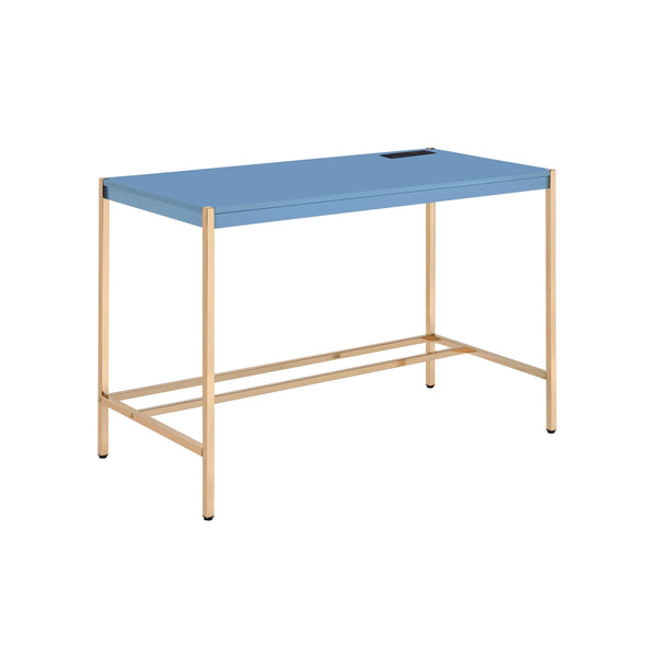 Homeroots 42" Navy Blue And Gold Writing Desk   491506