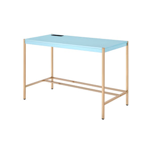 Homeroots 42" Baby Blue And Gold Writing Desk   491507