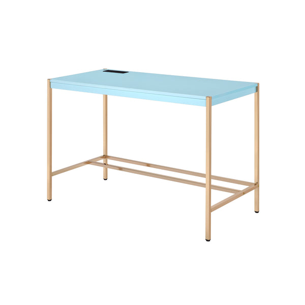 Homeroots 42" Baby Blue And Gold Writing Desk   491507