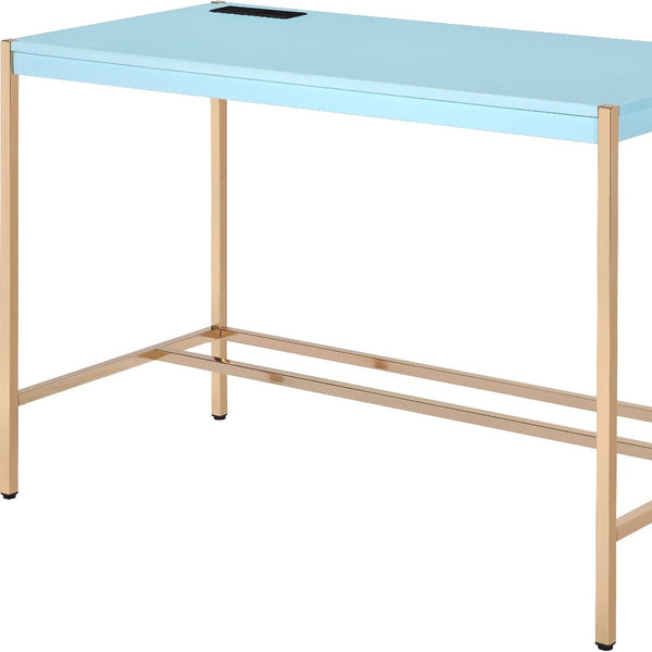Homeroots 42" Baby Blue And Gold Writing Desk   491507