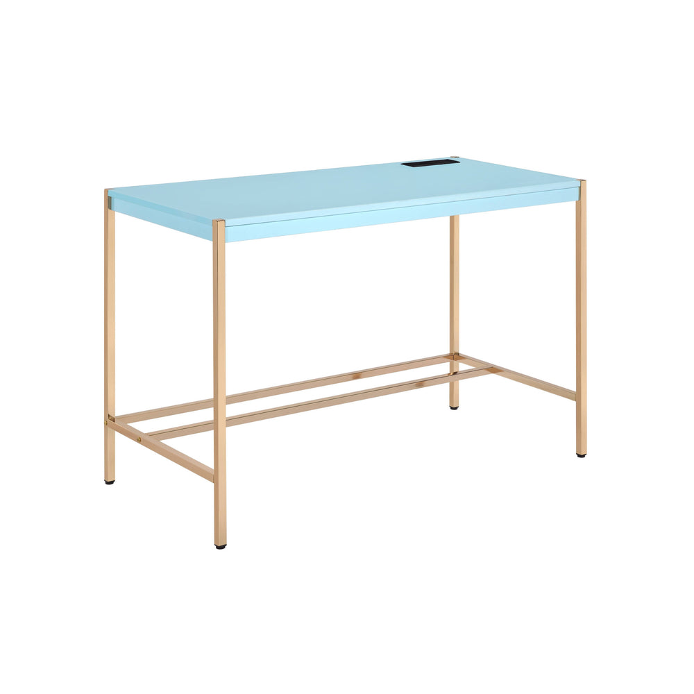 Homeroots 42" Baby Blue And Gold Writing Desk   491507