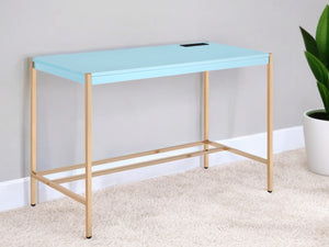 Homeroots 42" Baby Blue And Gold Writing Desk   491507