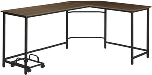 Homeroots 66" Brown And Black L Shape Computer Desk   491512