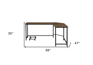 Homeroots 66" Brown And Black L Shape Computer Desk   491512