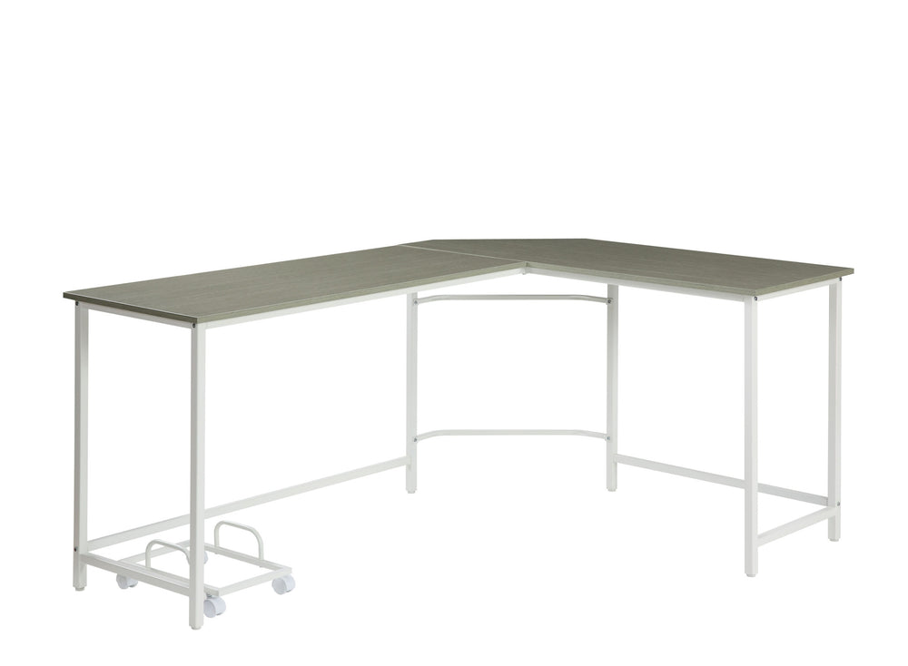 Homeroots 66" Gray And White L Shape Computer Desk   491513