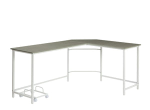 Homeroots 66" Gray And White L Shape Computer Desk   491513