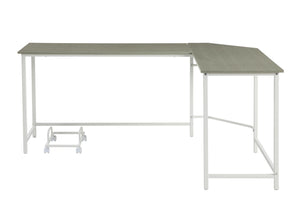 Homeroots 66" Gray And White L Shape Computer Desk   491513