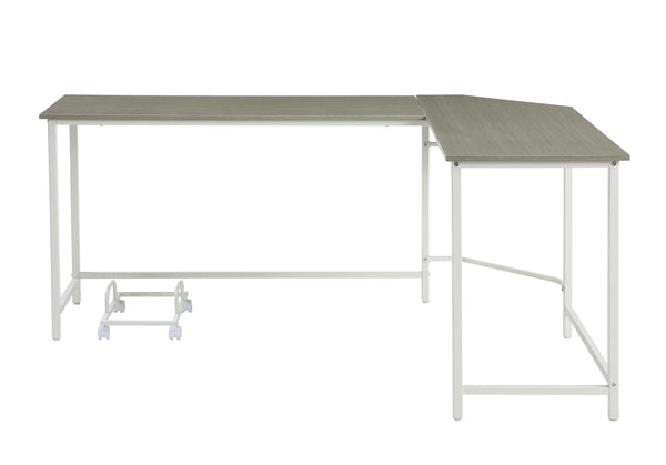 Homeroots 66" Gray And White L Shape Computer Desk   491513