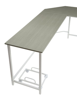 Homeroots 66" Gray And White L Shape Computer Desk   491513