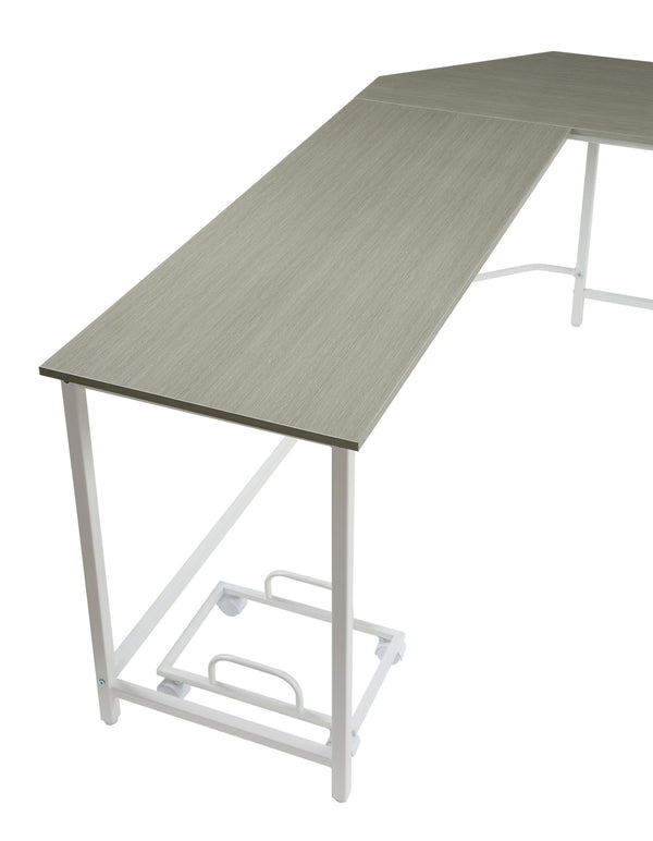 Homeroots 66" Gray And White L Shape Computer Desk   491513