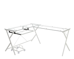 Homeroots 62" Clear And White Glass L Shape Computer Desk   491518