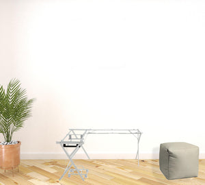 Homeroots 62" Clear And White Glass L Shape Computer Desk   491518