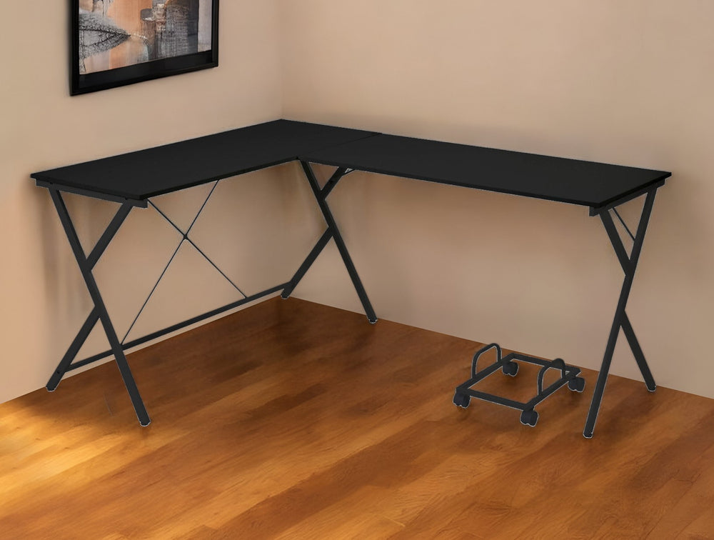 Homeroots 62" Black L Shape Computer Desk   491519